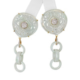 18k Yellow Gold Jadeite Jade and Diamond Dangle Earrings