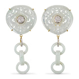 18k Yellow Gold Jadeite Jade and Diamond Dangle Earrings