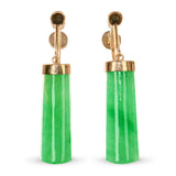 Vintage 10k Yellow Gold Green Jade Earrings