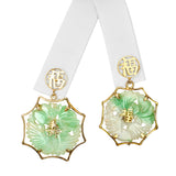 Vintage 14k Carved Jadeite Jade Earrings