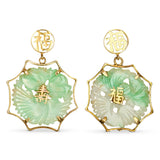 Vintage 14k Carved Jadeite Jade Earrings