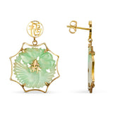 Vintage 14k Carved Jadeite Jade Earrings