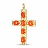 Vintage 18k Yellow Gold 5.1tcw Coral Cross Pendant