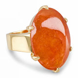 Contemporary 18k Yellow Gold 20.3ct Orange Jadeite Jade Ring