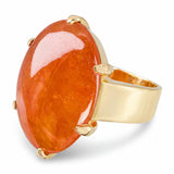Contemporary 18k Yellow Gold 20.3ct Orange Jadeite Jade Ring