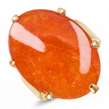 Contemporary 18k Yellow Gold 20.3ct Orange Jadeite Jade Ring