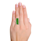 Vintage Platinum Green Jadeite Jade and Diamond Statement Ring