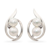 Vintage Mikimoto Sterling Silver Cultured Pearl Screw Back Earrings