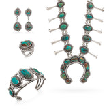 Lot of 4 Vintage DC Sterling Silver Turquoise Set w/ Squash Blossom Necklace