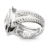 David Yurman Sterling Silver Amethyst & Diamond Cable Ring