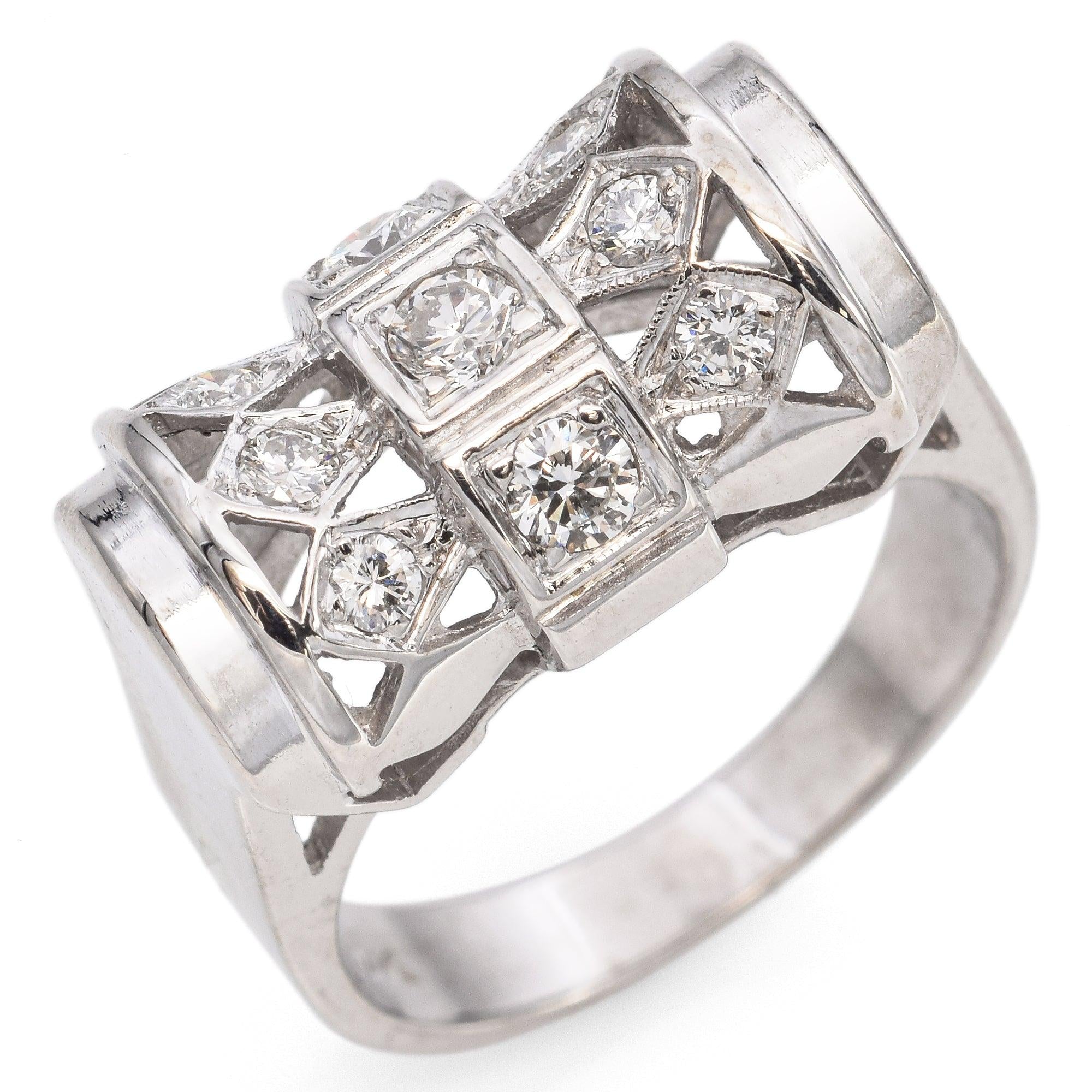 Vintage 14k White Gold 0.41tcw Diamond Ring