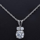 Vintage Palladium 0.93tcw Diamond Pendant with White Gold Necklace