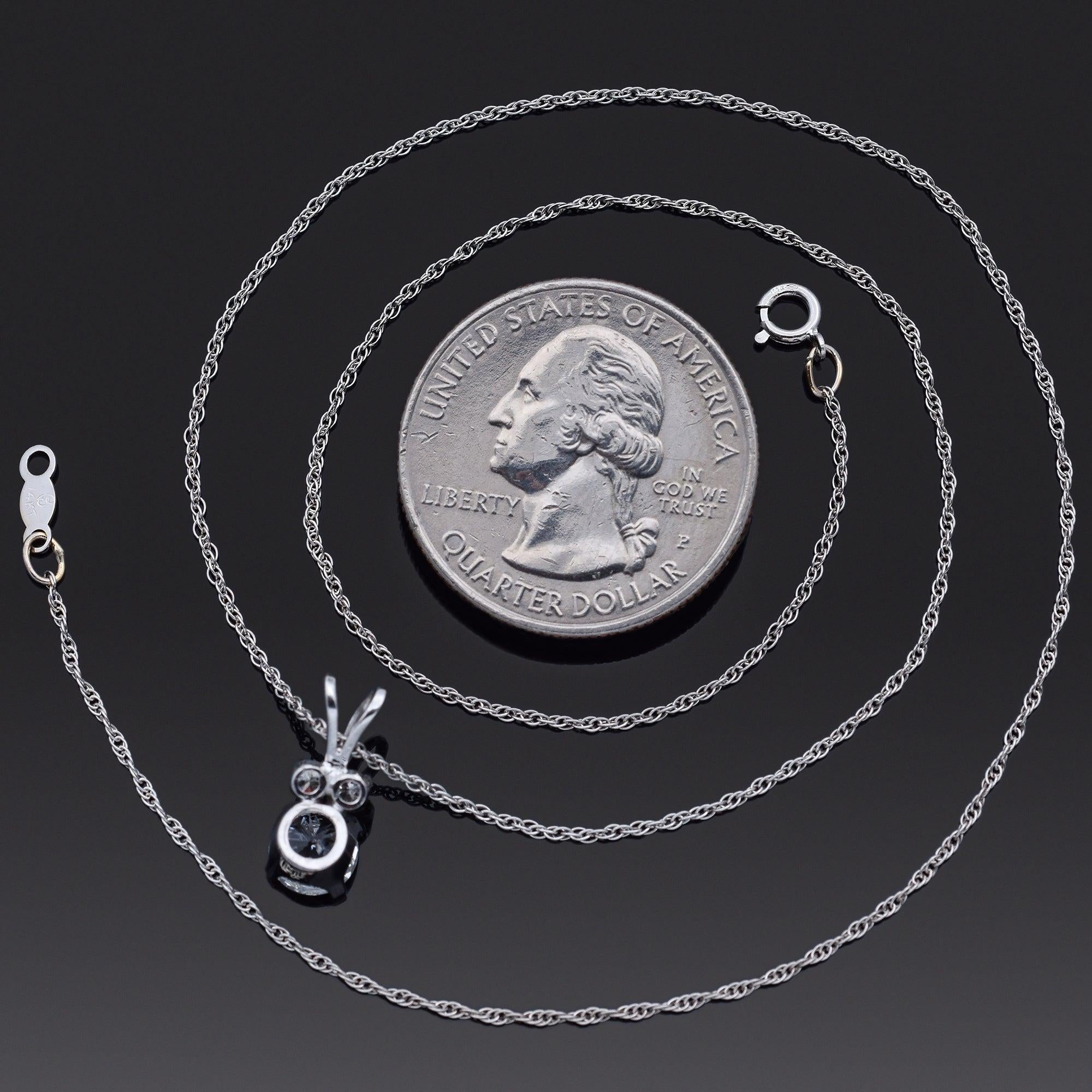 Vintage Palladium 0.93tcw Diamond Pendant with White Gold Necklace