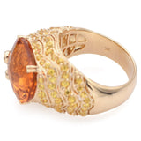 14K Yellow Gold 11 Ct Citrine, Topaz, Garnet, Diamond Oval Band Ring