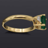 Vintage 14k Yellow Gold 1.29ct Emerald & 0.50tcw Diamond Three-Stone Band Ring