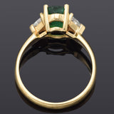 Vintage 14k Yellow Gold 1.29ct Emerald & 0.50tcw Diamond Three-Stone Band Ring
