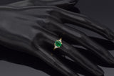 Vintage 14k Yellow Gold 1.29ct Emerald & 0.50tcw Diamond Three-Stone Band Ring