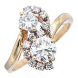 Vintage 14K Yellow Gold 1.31tcw Diamond Swirl Bypass Ring