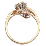 Vintage 14K Yellow Gold 1.31tcw Diamond Swirl Bypass Ring