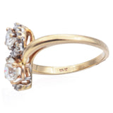 Vintage 14K Yellow Gold 1.31tcw Diamond Swirl Bypass Ring