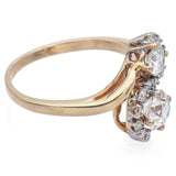 Vintage 14K Yellow Gold 1.31tcw Diamond Swirl Bypass Ring