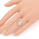 Vintage 14K Yellow Gold 4.77ct Emerald Cut Aquamarine Cocktail Ring