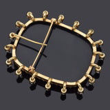 Vintage 14K Yellow Gold Blue Agate Cameo & Diamond Large Brooch Pin Pendant