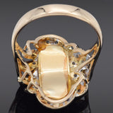 Vintage 18k Yellow Gold Green Jade & Diamond Cocktail Ring