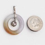 Vintage 880 Silver Diamond Ruby Tri-Color Jade Circle Disc Pendant