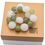 Vintage Alice Kuo for Gump’s Sterling Silver Carved Jade Bead Necklace