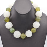 Vintage Alice Kuo for Gump’s Sterling Silver Carved Jade Bead Necklace