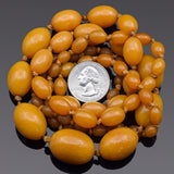 Vintage Baltic Egg Yolk Amber Beaded Strand Necklace 37 Inches