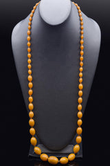 Vintage Baltic Egg Yolk Amber Beaded Strand Necklace 37 Inches