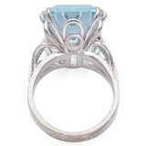 Vintage Gold Palladium Silver Alloy 12.3ct Aquamarine Emerald Cut Cocktail Ring