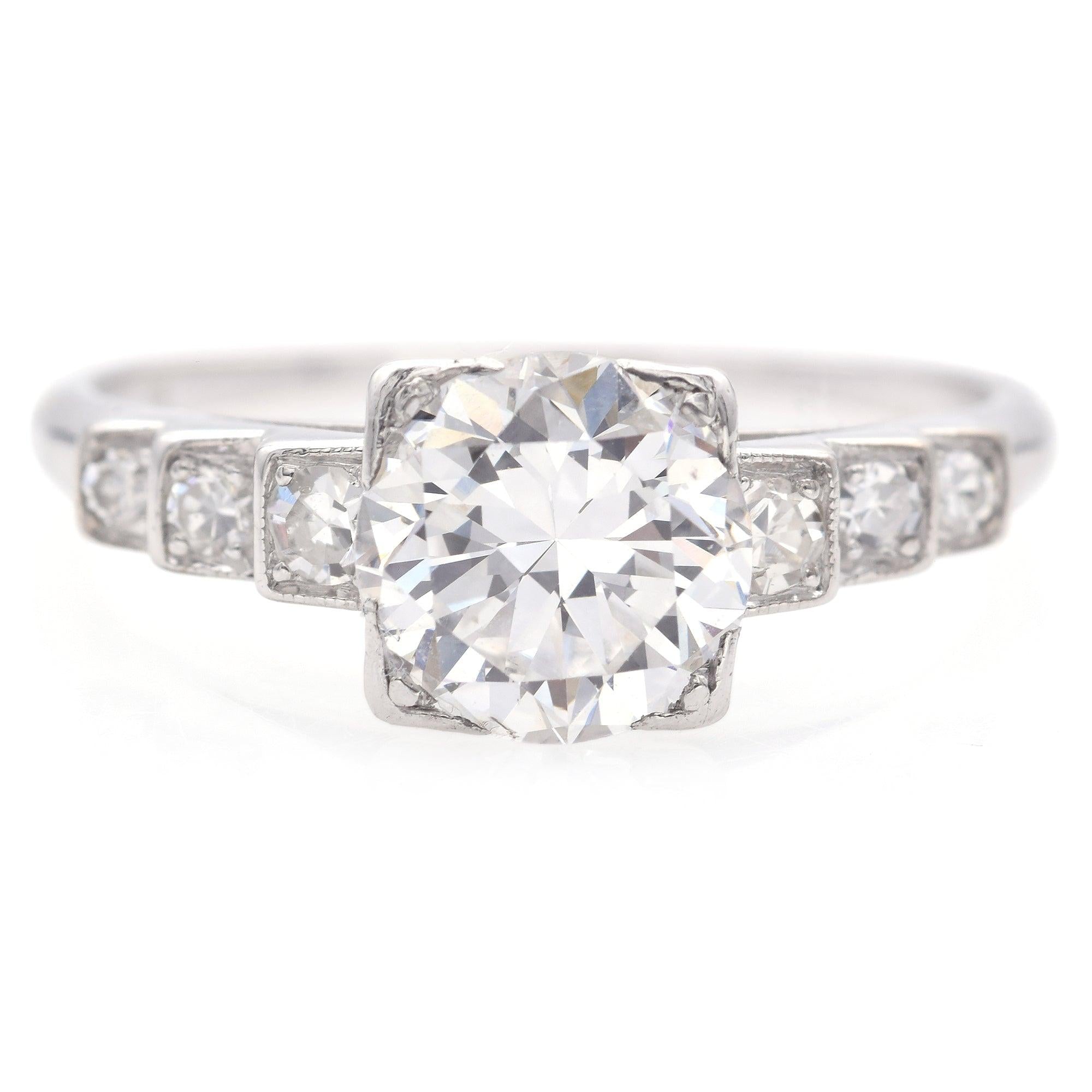 Vintage Platinum 1.12 Ct D SI1 Diamond Engagement Ring GIA