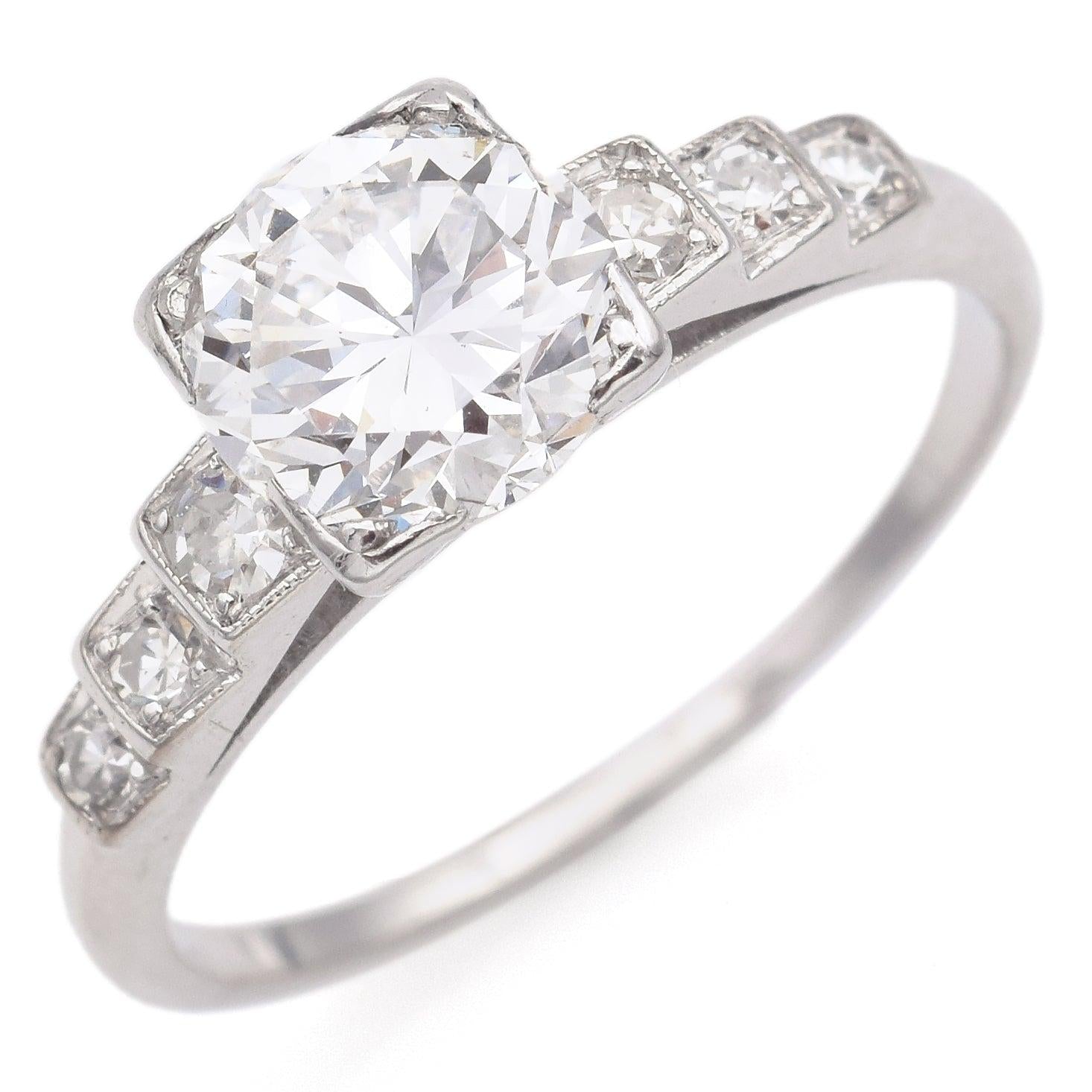 Vintage Platinum 1.12 Ct D SI1 Diamond Engagement Ring GIA