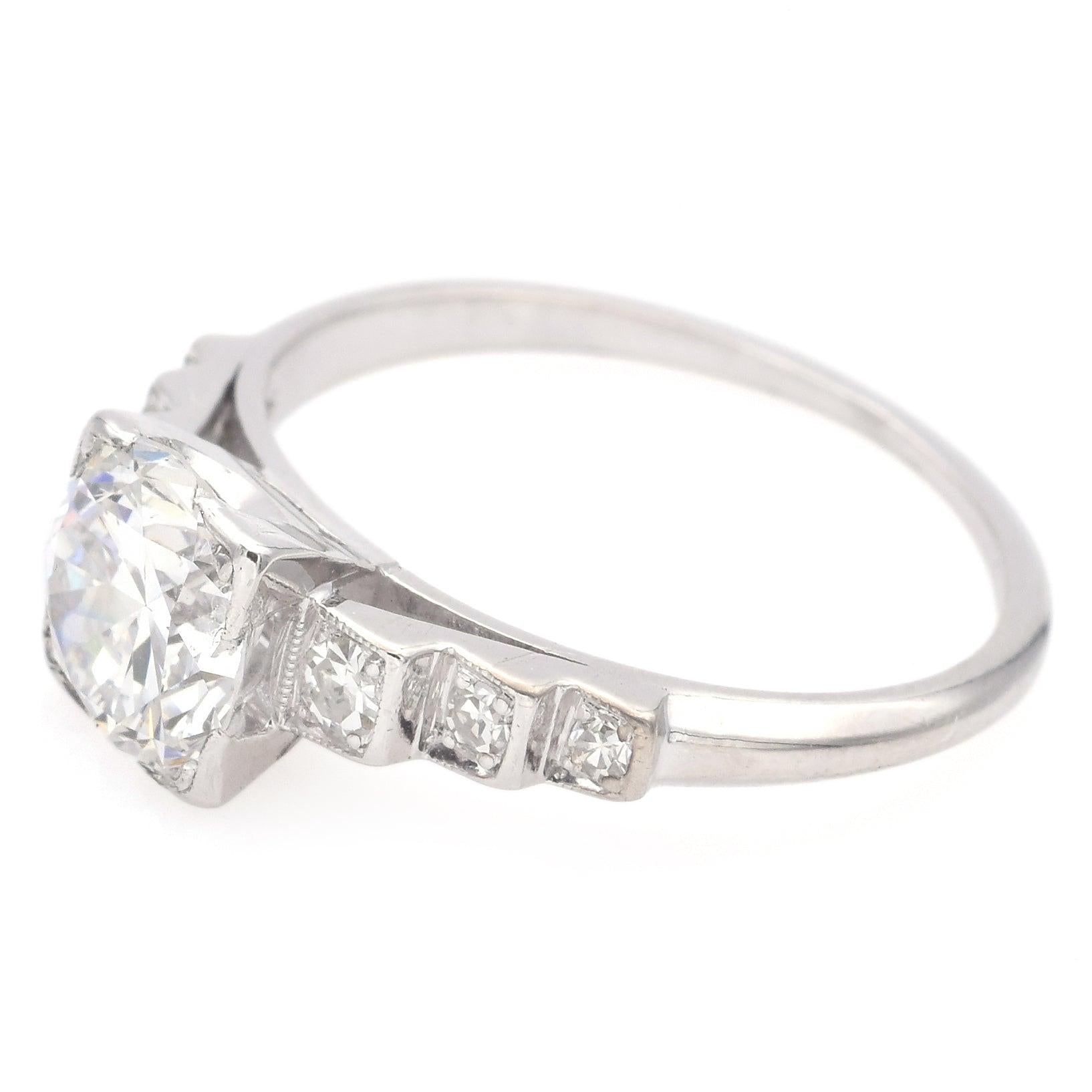 Vintage Platinum 1.12 Ct D SI1 Diamond Engagement Ring GIA