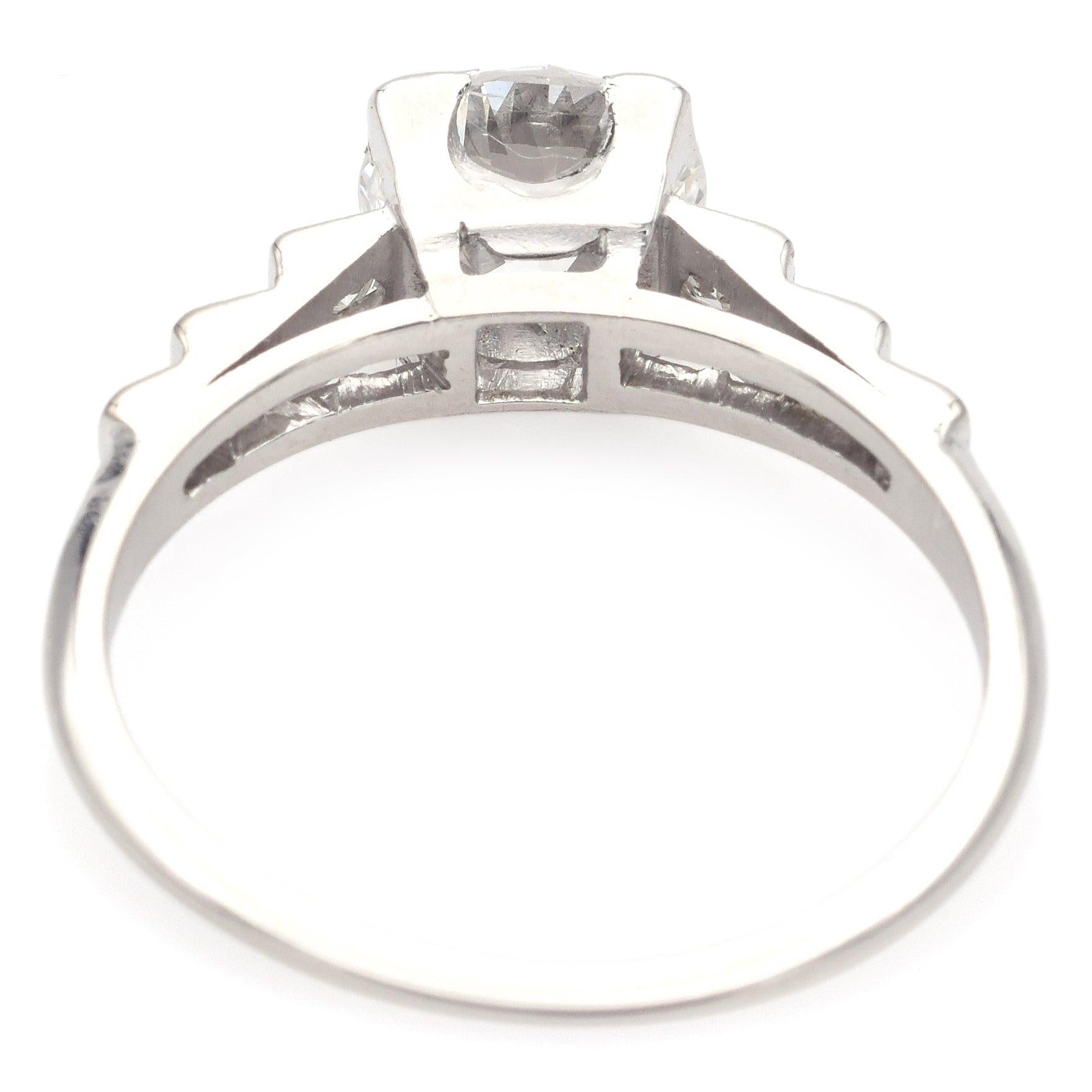 Vintage Platinum 1.12 Ct D SI1 Diamond Engagement Ring GIA