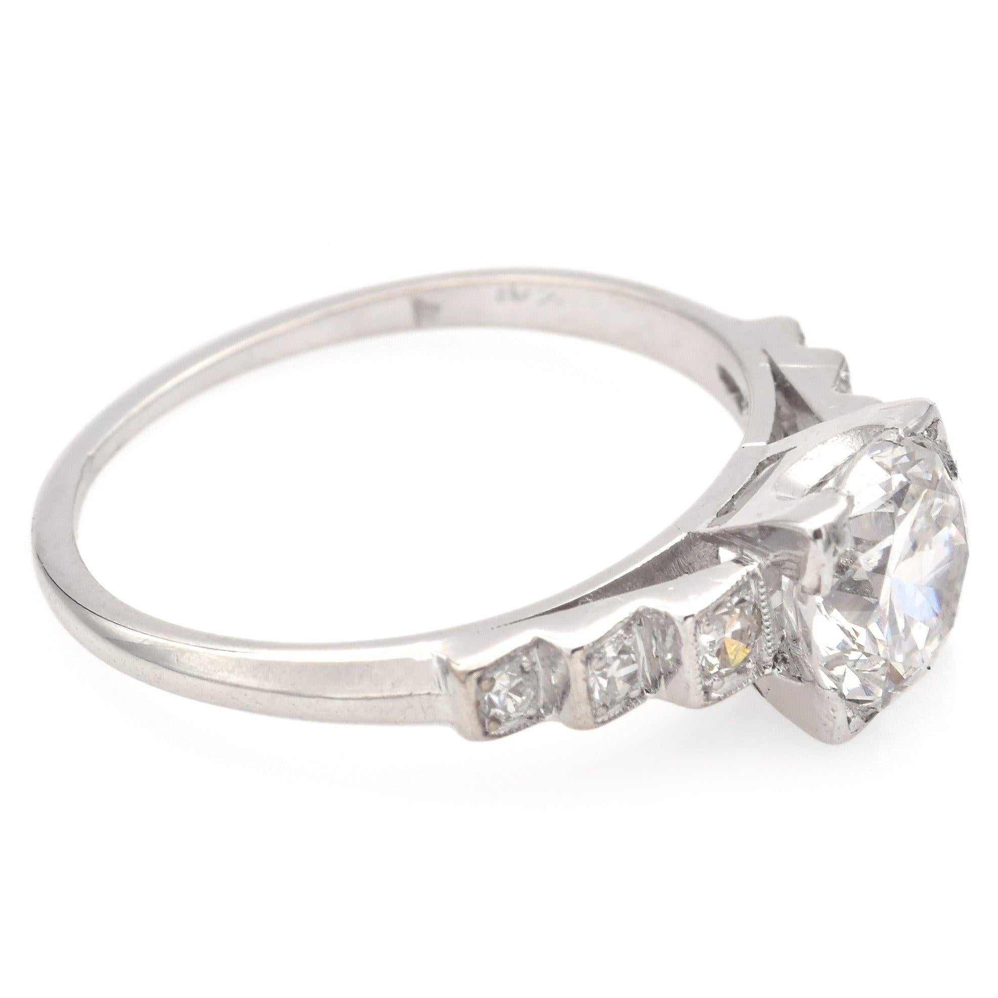 Vintage Platinum 1.12 Ct D SI1 Diamond Engagement Ring GIA