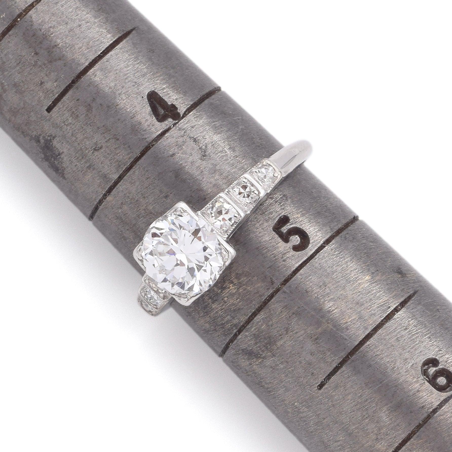 Vintage Platinum 1.12 Ct D SI1 Diamond Engagement Ring GIA