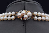 Vintage Pearl & Diamond 14k Yellow Gold Beaded Double-Strand Necklace
