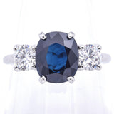 Vintage 2.71ct Sapphire & 0.96tcw Diamond Three-Stone Ring
