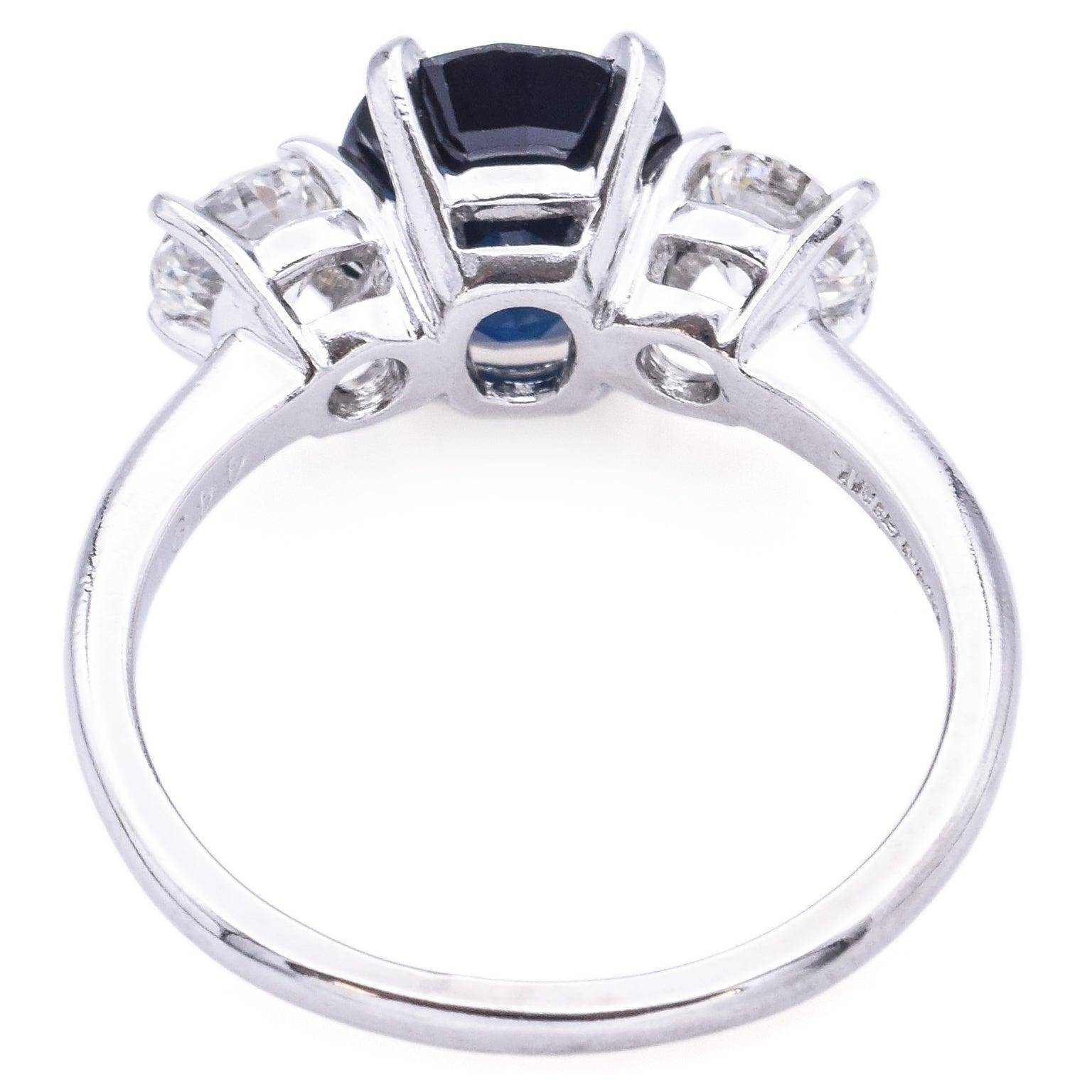 Vintage 2.71ct Sapphire & 0.96tcw Diamond Three-Stone Ring