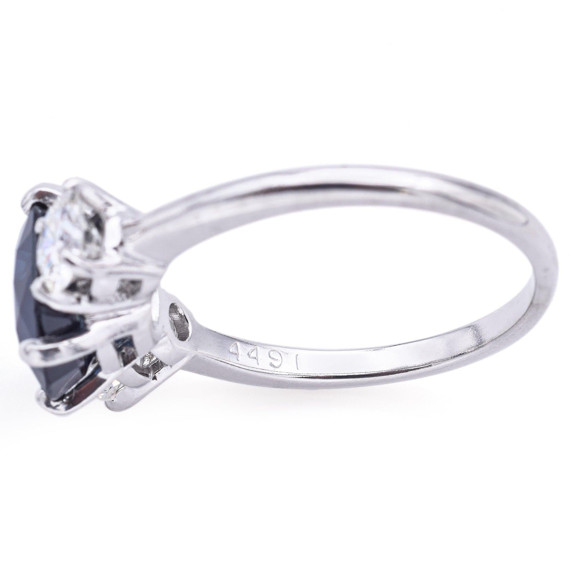 Vintage 2.71ct Sapphire & 0.96tcw Diamond Three-Stone Ring