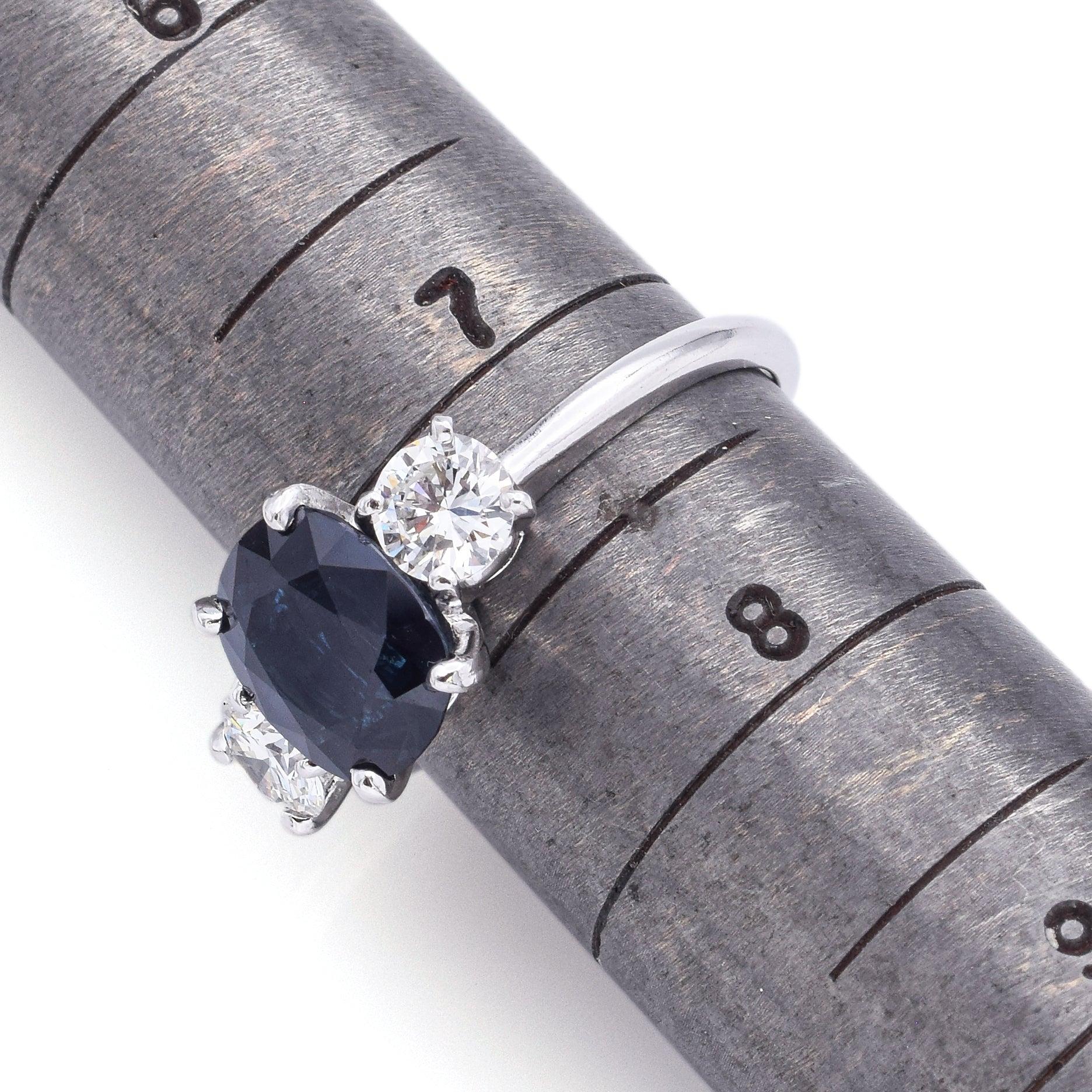 Vintage 2.71ct Sapphire & 0.96tcw Diamond Three-Stone Ring