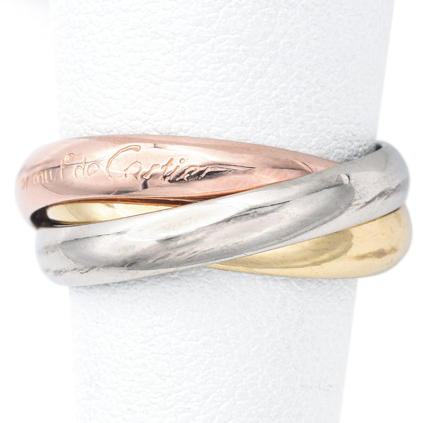 Les Must de Cartier Trinity 3.5 mm 18K Tri-Color Gold Band Ring Size 54
