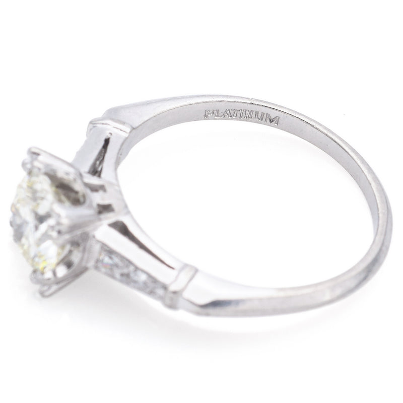 Antique Art Deco Platinum 1.14 TCW Diamond Ring Size 6