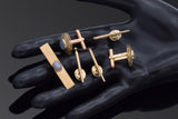 Vintage 14K Yellow Gold Purple Star Sapphire Tie Clip Cufflinks & Shirt Stud Set