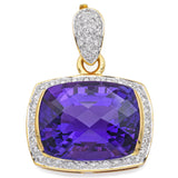 Vintage 18K Yellow Gold 21.08 Ct Amethyst & 0.75 TCW Diamond Pendant