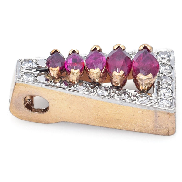 Vintage Ruby & 0.45 TCW Diamond 14K Yellow Gold & Platinum Slider Pendant